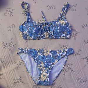 Floral Blue and White Bikini Set